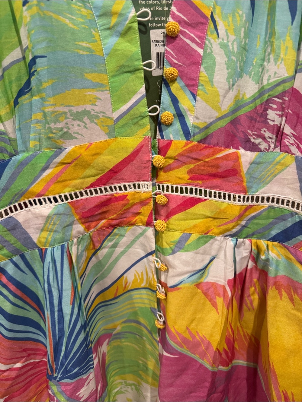 FARM Rio Rainbow Leafs Multi-Color, Beaded Button Romper - Picture 6 of 8